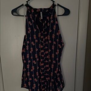 Vibrant Blue and Orange Patterned Sleeveless Tank Top